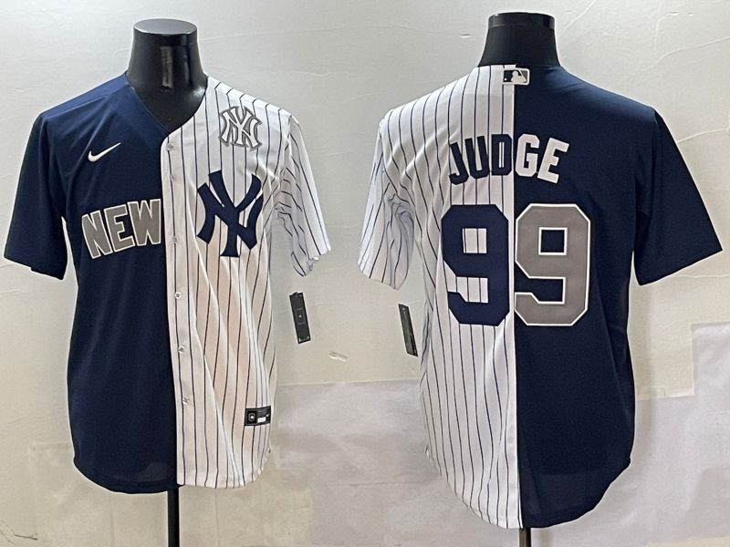 Men New York Yankees #99 Judge White Stripe Blue Game Nike 2025 MLB Jersey style 8->new york yankees->MLB Jersey